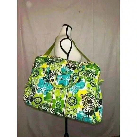 Vera Bradley Colorful Limes Up‎ Green Floral Large Duffle Bag Spacious & Stylish - Picture 11 of 16